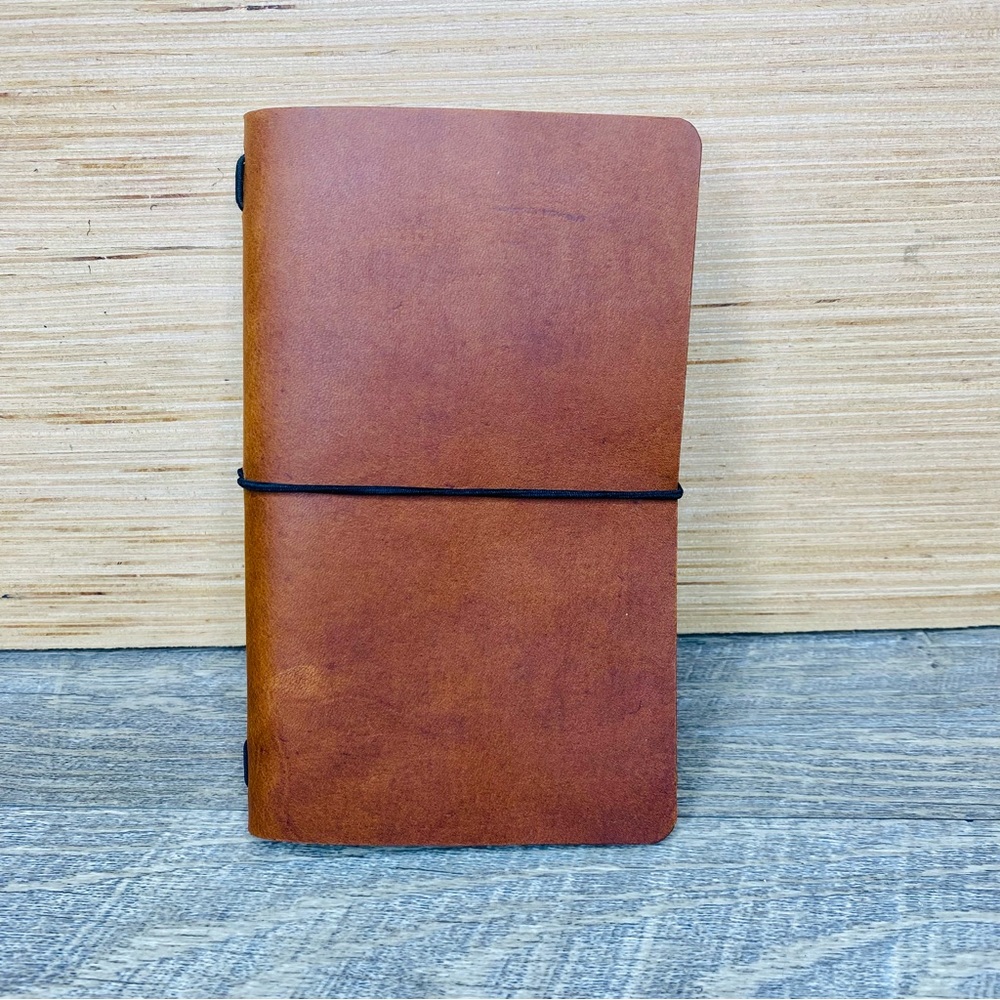 Journal Cover Smooth caramel Oil tan Leather Handcrafted 4”x6.25”
